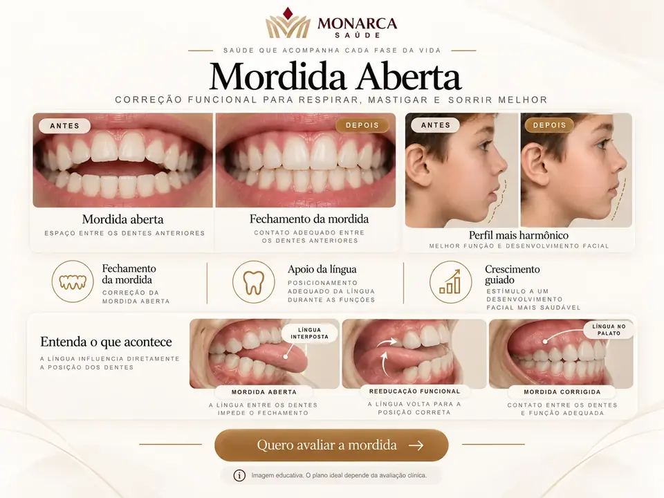 Simulação educativa de mordida aberta e correção funcional