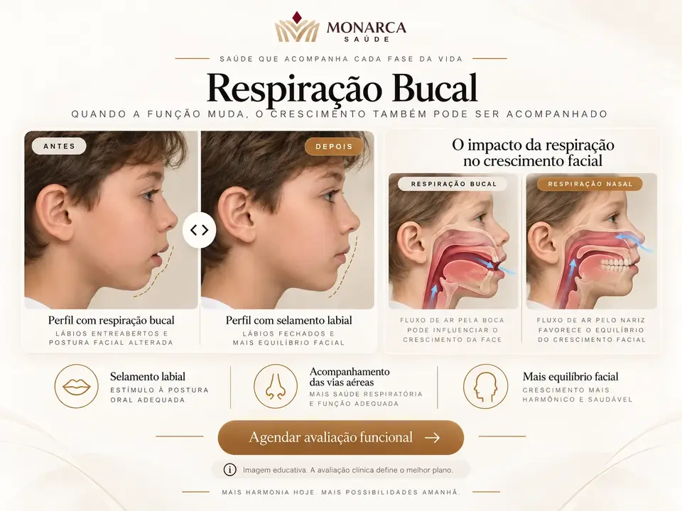 Simulação educativa de respiração bucal e crescimento facial